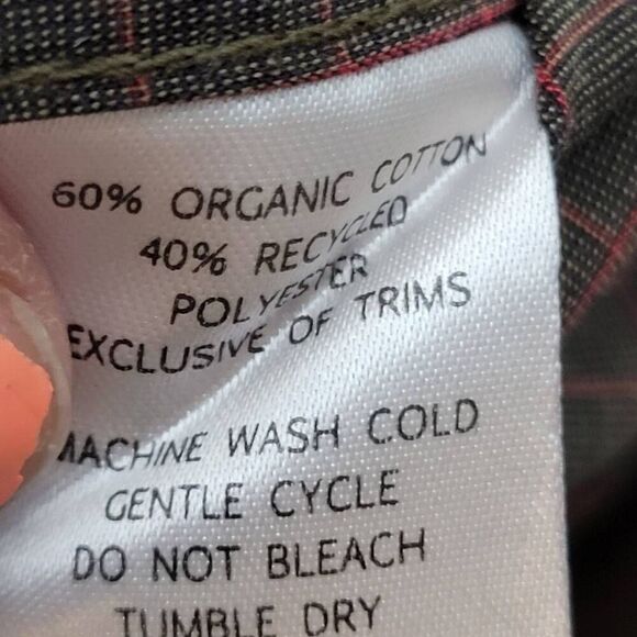 Horny Toad Men's Button Down Brown Checked Plaid Organic Cotton Blend Shurt Medi - Picture 3 of 4